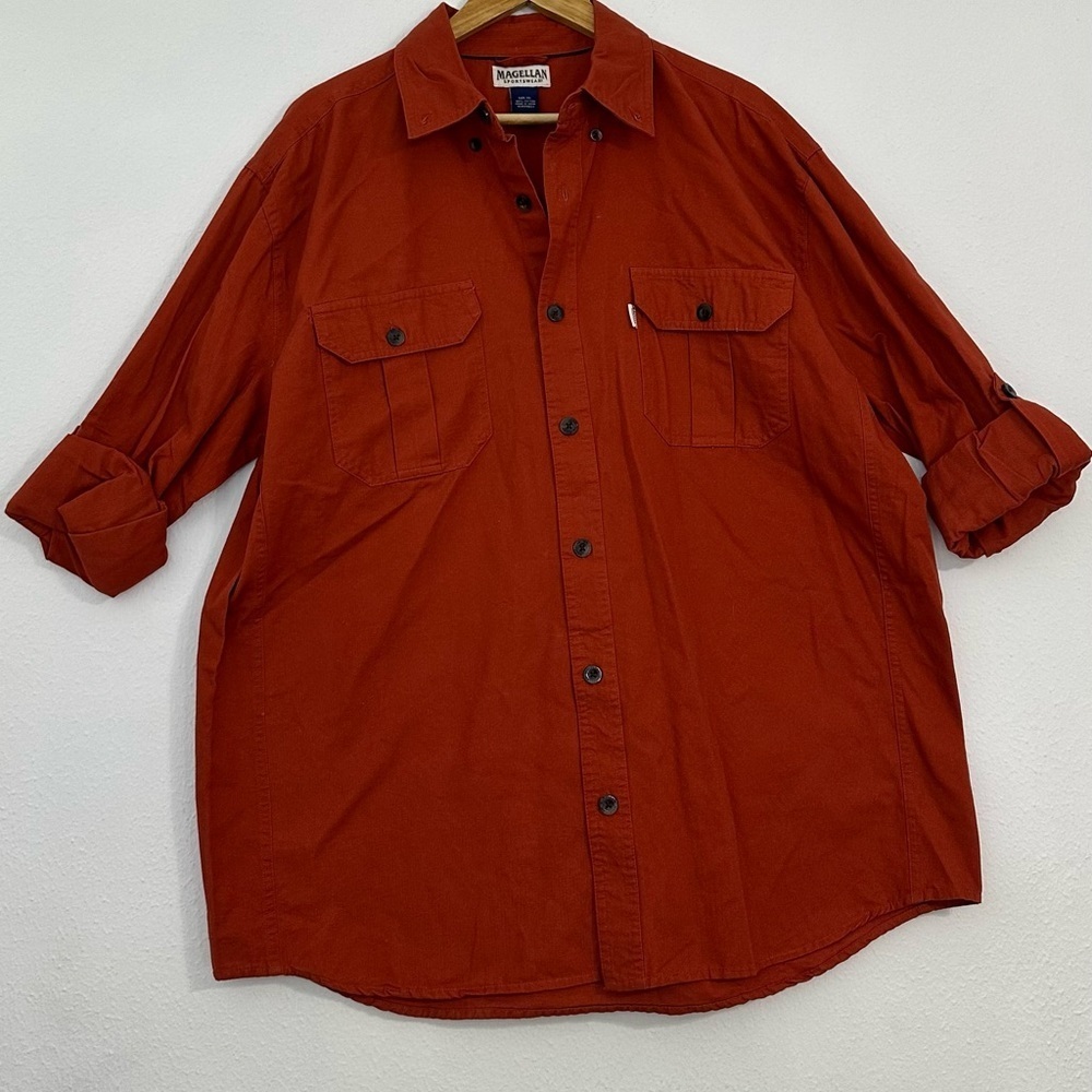 Magellan Outdoors Orange Casual Button Down Shirt Relaxed Fit - Picture 3 of 11